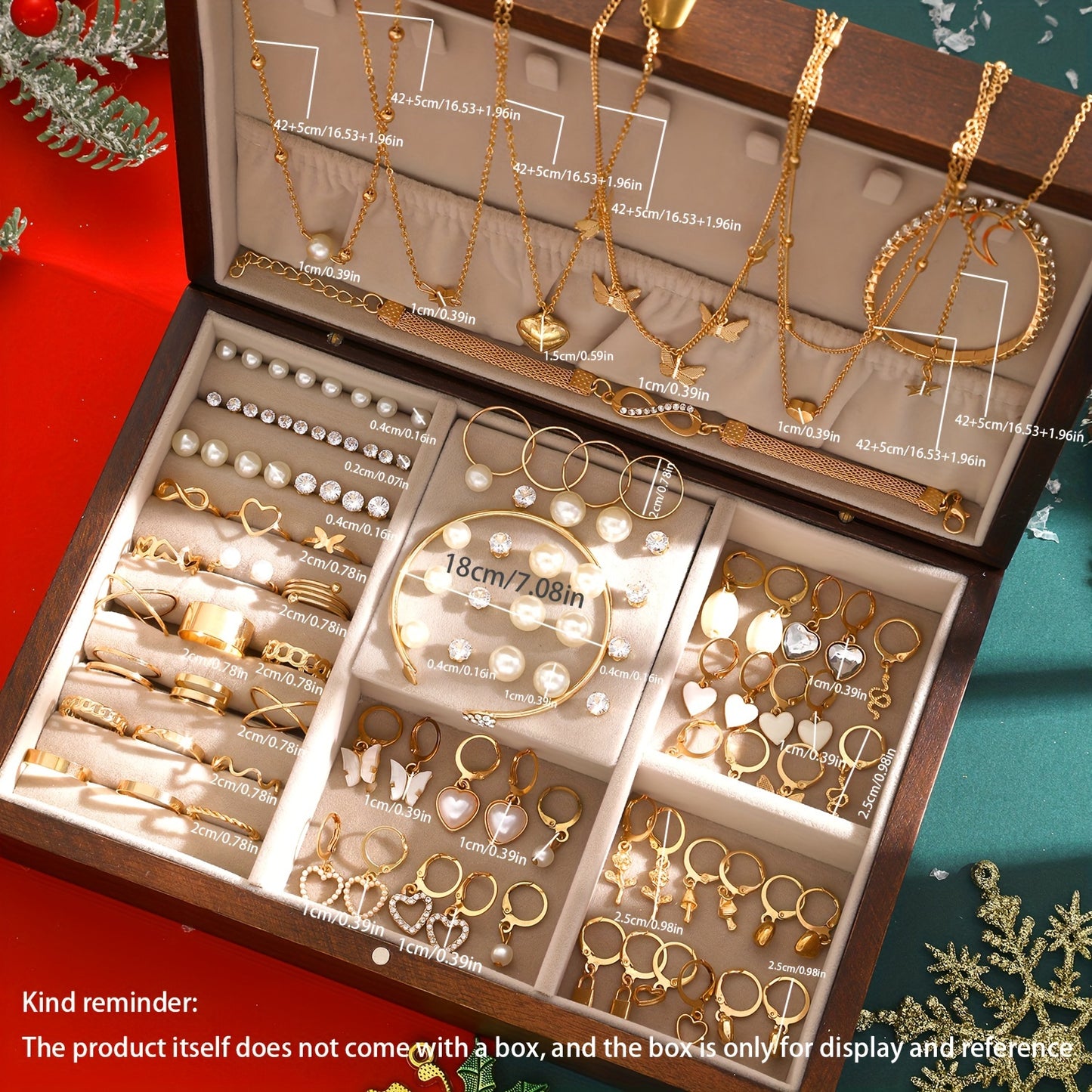 115pcs Fashion Jewelry Set for Women, Elegant Heart & Butterfly Necklaces, Synthetic Zirconia & Imitation Pearl Earrings, Bracelets, Rings, Multi-Piece Set, Vintage & Elegant Style, Zinc Alloy, Perfect for Daily Wear & Parties, Ideal Christmas Gift, All-