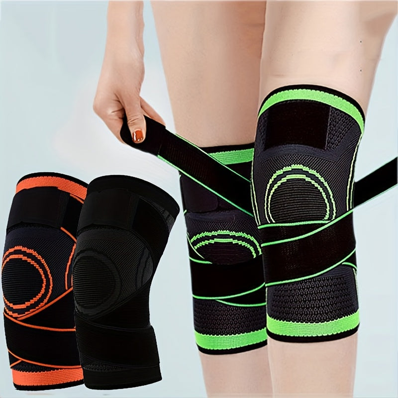 1pc protective sports knee pads, double strap large size design, Light Beige friendly quick drying elastic knitted fabric, running, mountaineering, basketball protection, sports protection preferred, necessary for sports fitness, daily use