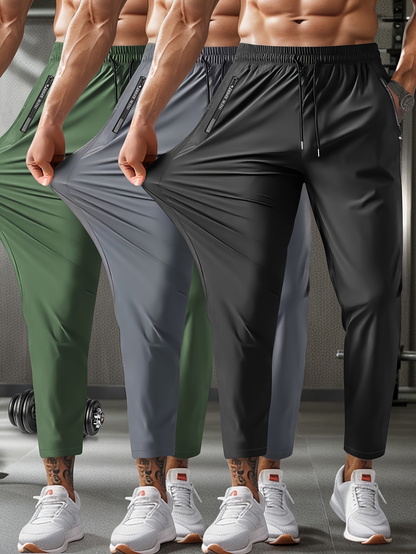 Men'S High-Stretch Sports Pants with Drawstring Waist - Gray, Athletic Running Pants for Outdoor Workouts and Daily Exercise, Gym Essentials|Stretchy Fabric Pants|Adjustable Waistband