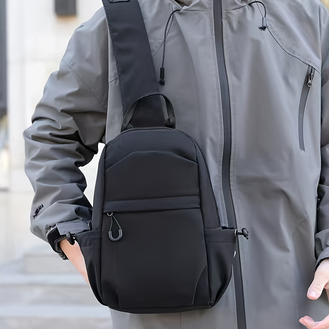 Men's Nylon Crossbody Bag - Multi-Pocket, Stylish Casual Sling for Outdoor Activities, Cycling & Hiking