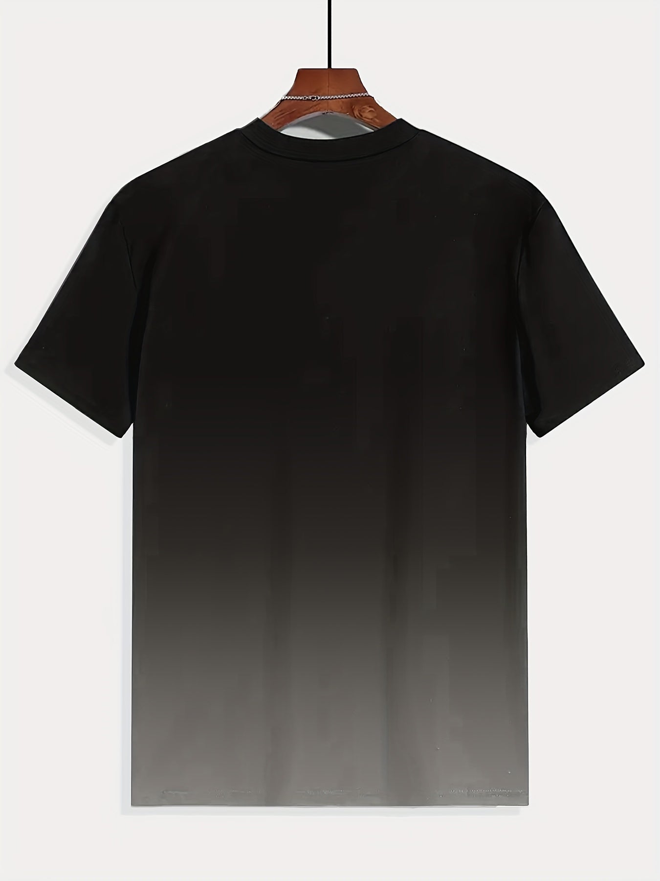 Men'S Gradient Letter 3D Print T-Shirt, Made of 100% Polyester, Featuring a Slightly Stretchy Round Neck, Short Sleeves, Tear-Resistant, Knitted Fabric, Machine Washable, Suitable for Summer Activities Like Running And Fitness.