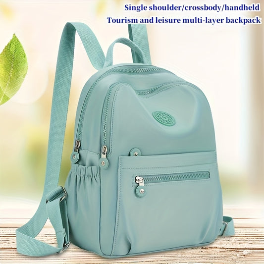 One-piece nylon fabric pure color versatile fashionable Women's shoulder bag with multi-functional shoulder strap, adjustable zipper closure, small handbag with multiple compartments, practical storage backpack for work, commuting, leisure, travel, vacat