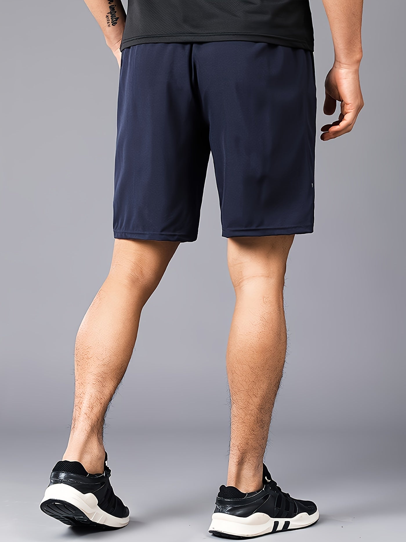 3pcs Men's Reflective Stripe Decor Sports Shorts, Elastic Waist Trendy Fitness Shorts For Summer Training
