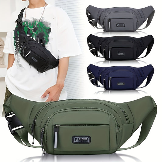 Large Capacity Men'S Waist Bag, Durable, and Stylish with Multiple Zip Compartments for Business, Travel, and Sports. Green, Adjustable Shoulder Strap, Zipper Closure, Lightweight Design, Business Waist Bag|Vibrant Zipper Design|Adjustable Strap Bag