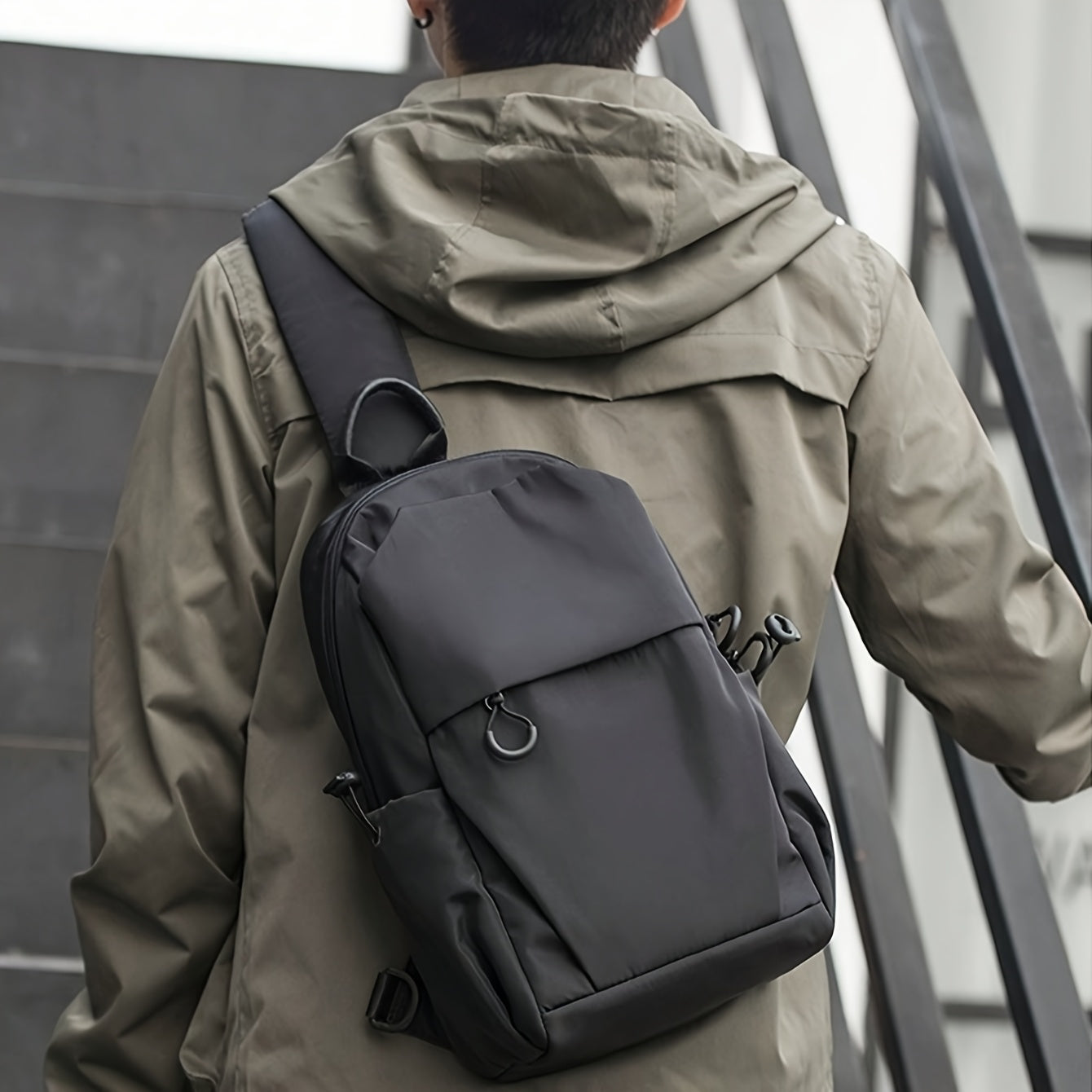 Men's Nylon Crossbody Bag - Multi-Pocket, Stylish Casual Sling for Outdoor Activities, Cycling & Hiking