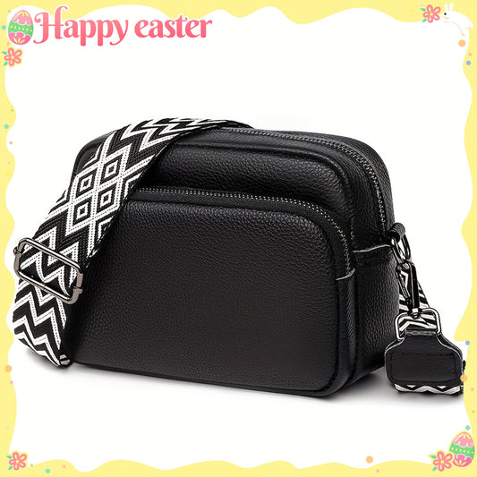Women's Fashion Shoulder Bag & Crossbody Purse, Casual Solid Color Versatile Small Messenger Bag With Adjustable Geometric Strap