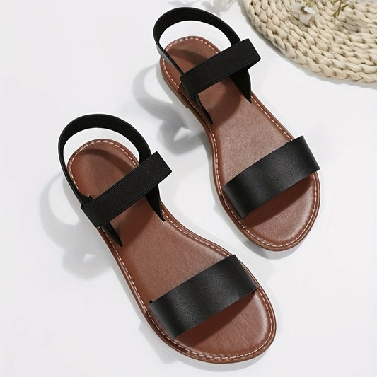 Women's Simple PVC Sandals, Casual Ankle Strap Flat Sandals, Women's Minimalist Outdoor Shoes