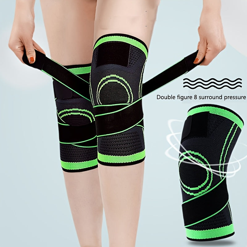 1pc protective sports knee pads, double strap large size design, Light Beige friendly quick drying elastic knitted fabric, running, mountaineering, basketball protection, sports protection preferred, necessary for sports fitness, daily use