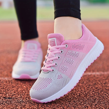 Women's Flying Woven Casual Sneakers, Low-top Lace Up Mesh Panel Shoes, Breathable & Comfy Running Shoes, Fashion Running Shoes, Fly Weaving Lightweight Shoes, Breathable Outdoor Casual Sneakers