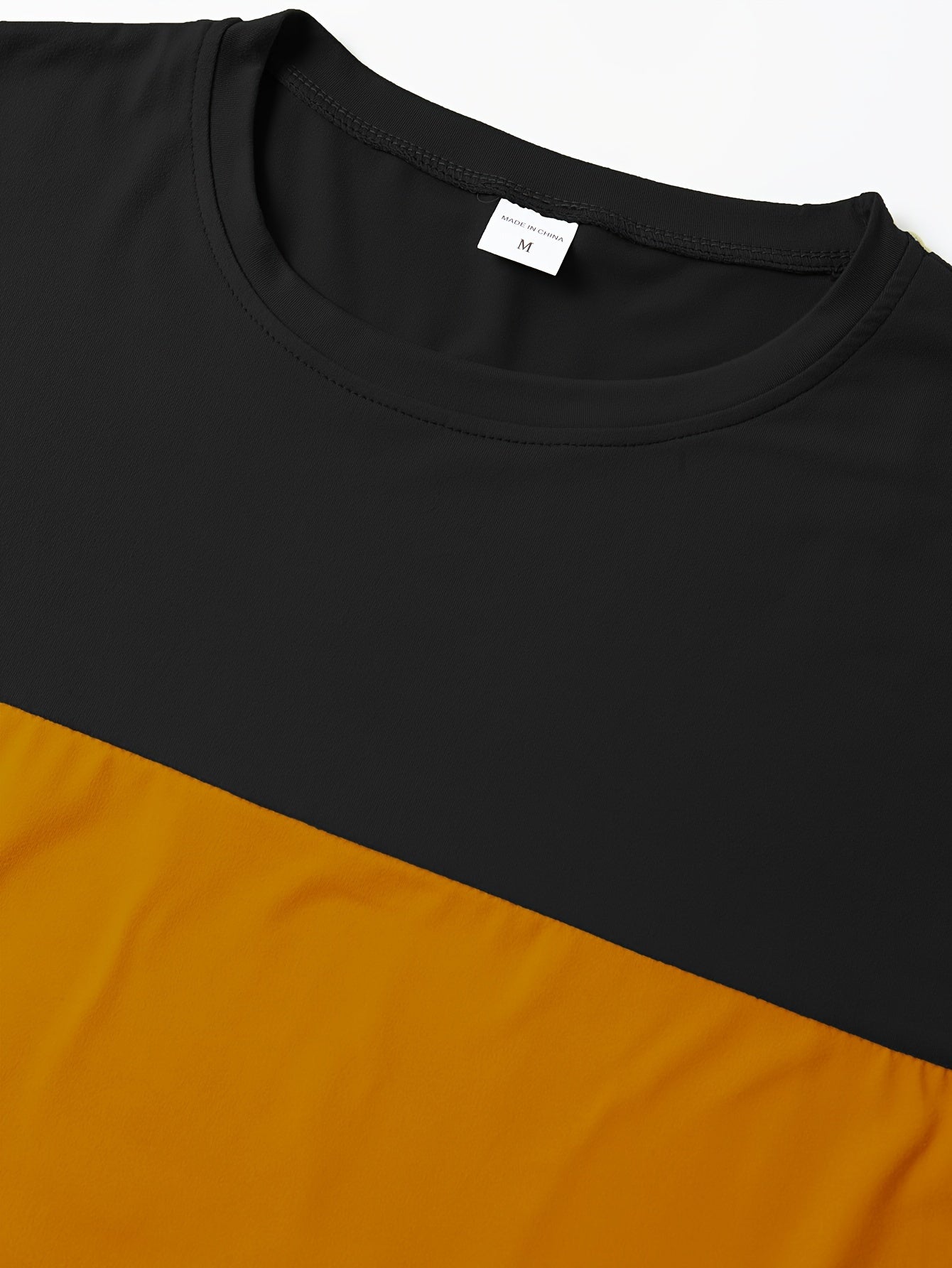 Men's Color Block Pattern Crew Neck And Short Sleeve T-shirt, Casual And Breathable Tops For Summer Outdoors Wear
