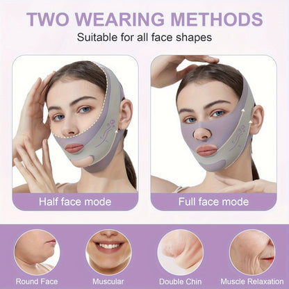 Dual-Pull Face Lift Mask, Reusable V-Shaped Face Lifting Strap with LED Lights, Unscented, Beauty and Wellness|LED Light Mask|Adjustable Headband, Face Mask