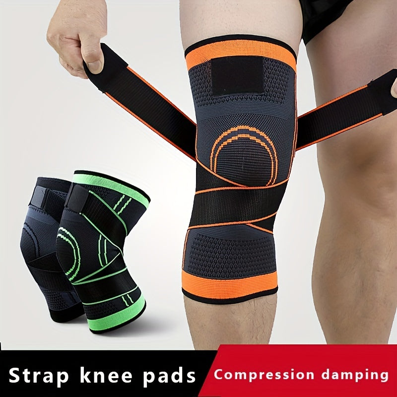 1pc protective sports knee pads, double strap large size design, Light Beige friendly quick drying elastic knitted fabric, running, mountaineering, basketball protection, sports protection preferred, necessary for sports fitness, daily use