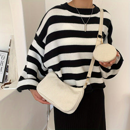 Autumn and Winter Literary Simple Casual Women's Corduroy Single Shoulder Crossbody Bag