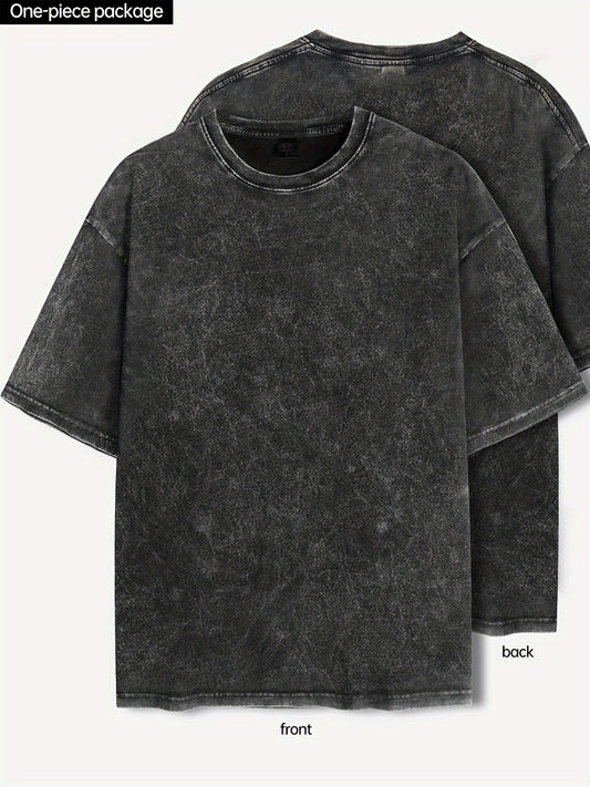 Men's Cotton Hip-Hop Style Crew Neck T-Shirt - Casual Streetwear, Stretch Fit, Machine Washable