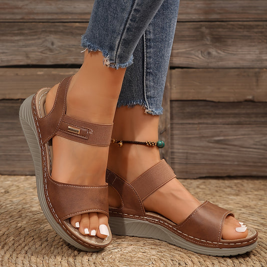 Women's Summer Wedge Sandals, Casual Open Toe Soft Sole Slingback Shoes, Lightweight Outdoor Sandals