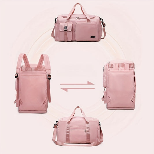 Versatile Women's Travel & Gym Bag - Chic Pink, Multi-Functional Organizer with Large Capacity, Adjustable Shoulder Strap, and Independent Shoe Compartment - Durable Polyester,, Zip Closure - Perfect for Valentine's Day Getaways