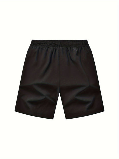 5pcs Men's Solid Quick Drying Shorts, Casual Non Stretch Elastic Waist Drawstring Shorts For Summer Gym Workout Training