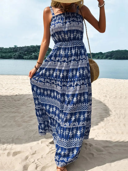 Summer sleeveless camisole strapless vacation style high waist dress casual and comfortable long skirt for women