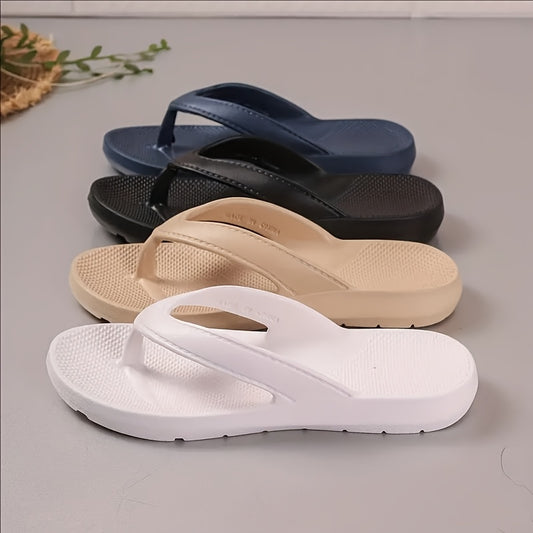 Women's Lightweight EVA Slide Sandals - Slip-On Open-Toe Flat Sole Beach Shoes, All-Season Casual Comfort in Black & Navy Blue, Ladies Sandals