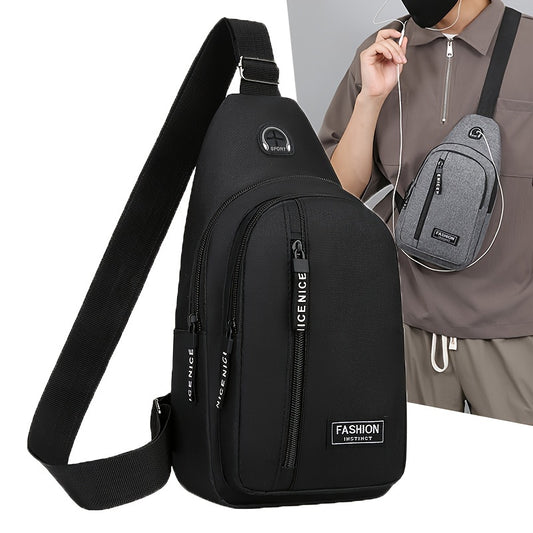 1pc Men's Crossbody Bag, Hiking Multipurpose Chest Bag, Lightweight Sling Bag