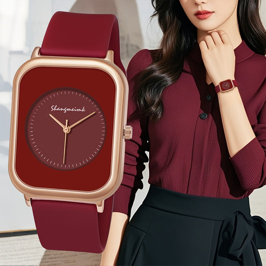 Fashionable Quartz Wrist Watch for Women, Analog Display, Alloy Case, Silicone Strap, Elegant Casual Watch with Button Battery for Daily Wear