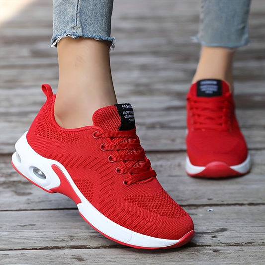 Women's Leisure Mesh Breathable Air Cushion Tennis Sports Shoes, Lightweight Non-slip Travel Walking Shoes