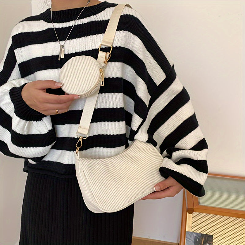 Autumn and Winter Literary Simple Casual Women's Corduroy Single Shoulder Crossbody Bag
