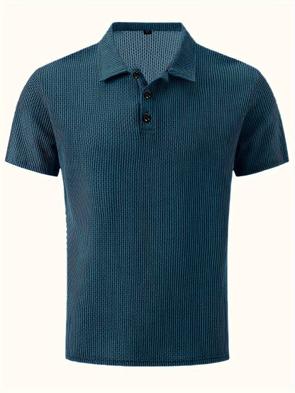 2024 New Ice Sliky Fiber Fabric Jacquard Sports Casual Top, Men's Ice Sensation Short Sleeve High-end Summer Solid Color T-shirt Half-Sleeve Versatile Golf, Fishing, Basketball, Camping, Gym Swimming and Beach Shirt with Turnover