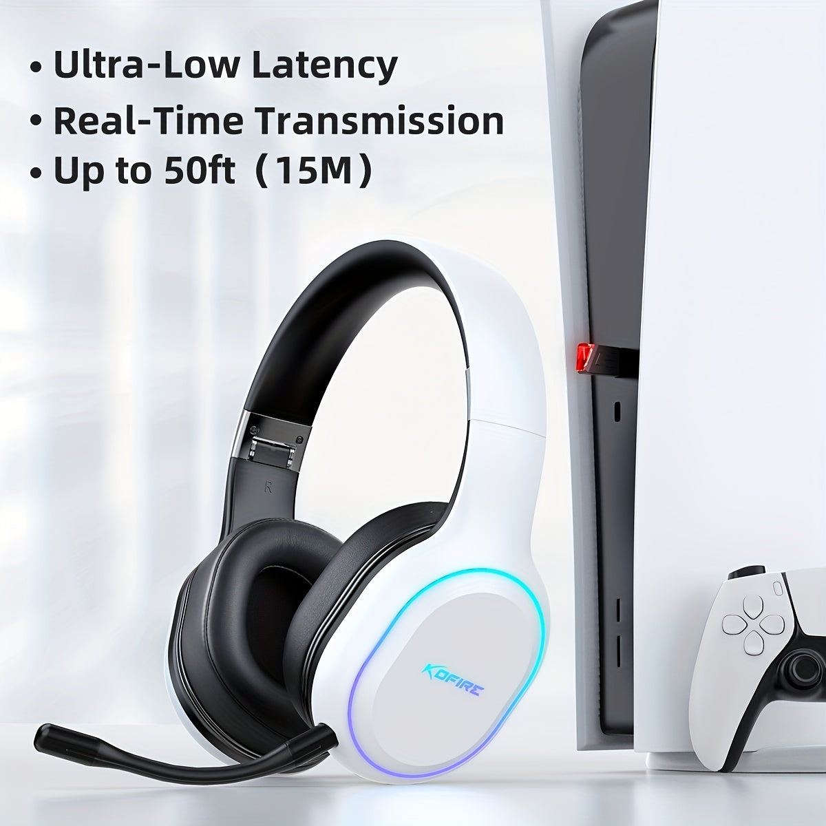 KOFIRE UG-05 Pro 2.4GHz/Wireless Gaming Headset for PlayStation 5 4, Gamer Headphones with Detachable Microphone for PS5, PS4, PC, Switch, Ultra-low Latency, 30 Hours Playtime, Wired Mode for Xbox Series