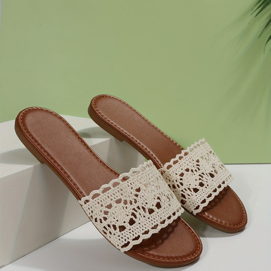 Women's Breathable Slide Sandals, Lightweight Round Open Toe Slip On Shoes, Women's Fashion Summer Shoes