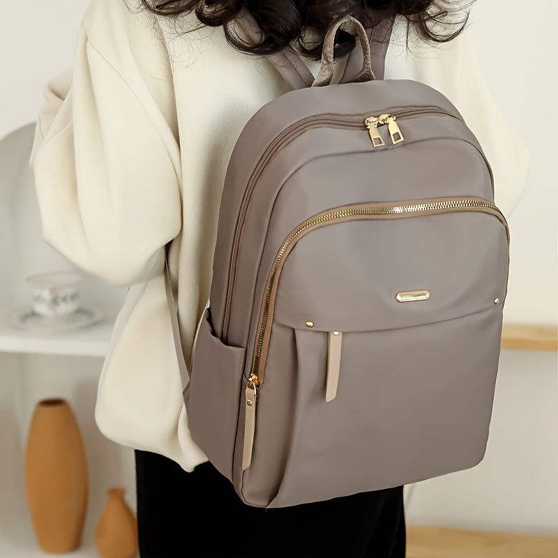 1pc Casual Nylon Backpack for Women, Lightweight with Adjustable Straps, Zipper Closure, Polyester Lining, Sewing Thread Detail, Daily Commute Travel Bag, Travel Backpack