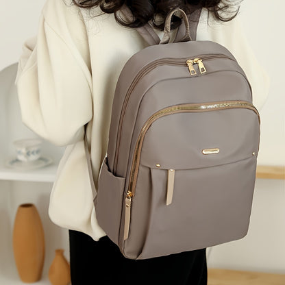 1pc Casual Nylon Backpack for Women, Lightweight with Adjustable Straps, Zipper Closure, Polyester Lining, Sewing Thread Detail, Daily Commute Travel Bag, Travel Backpack