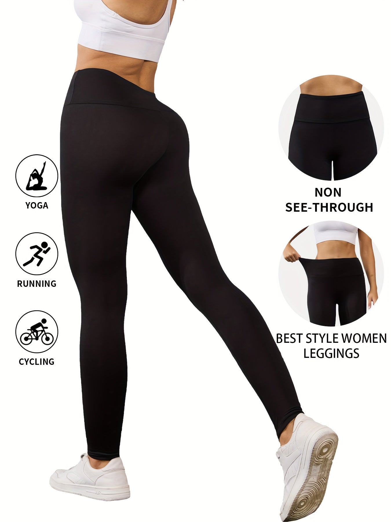 3pcs Ultra-Soft High-Waist Yoga Leggings for Women - Tummy Control, Non-See-Through Workout & Running Pants, Super Soft