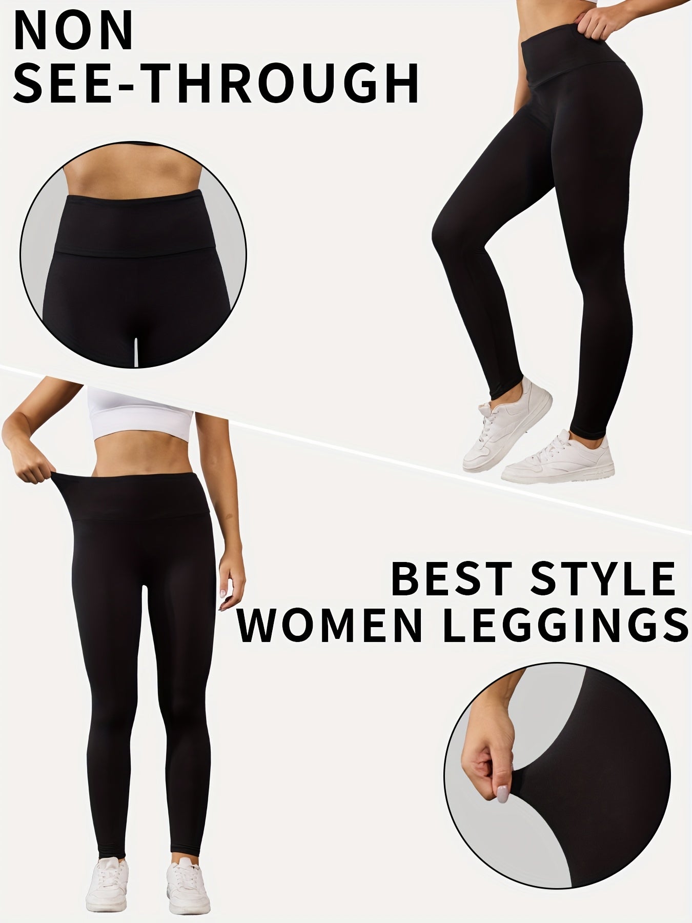 3pcs Ultra-Soft High-Waist Yoga Leggings for Women - Tummy Control, Non-See-Through Workout & Running Pants, Super Soft