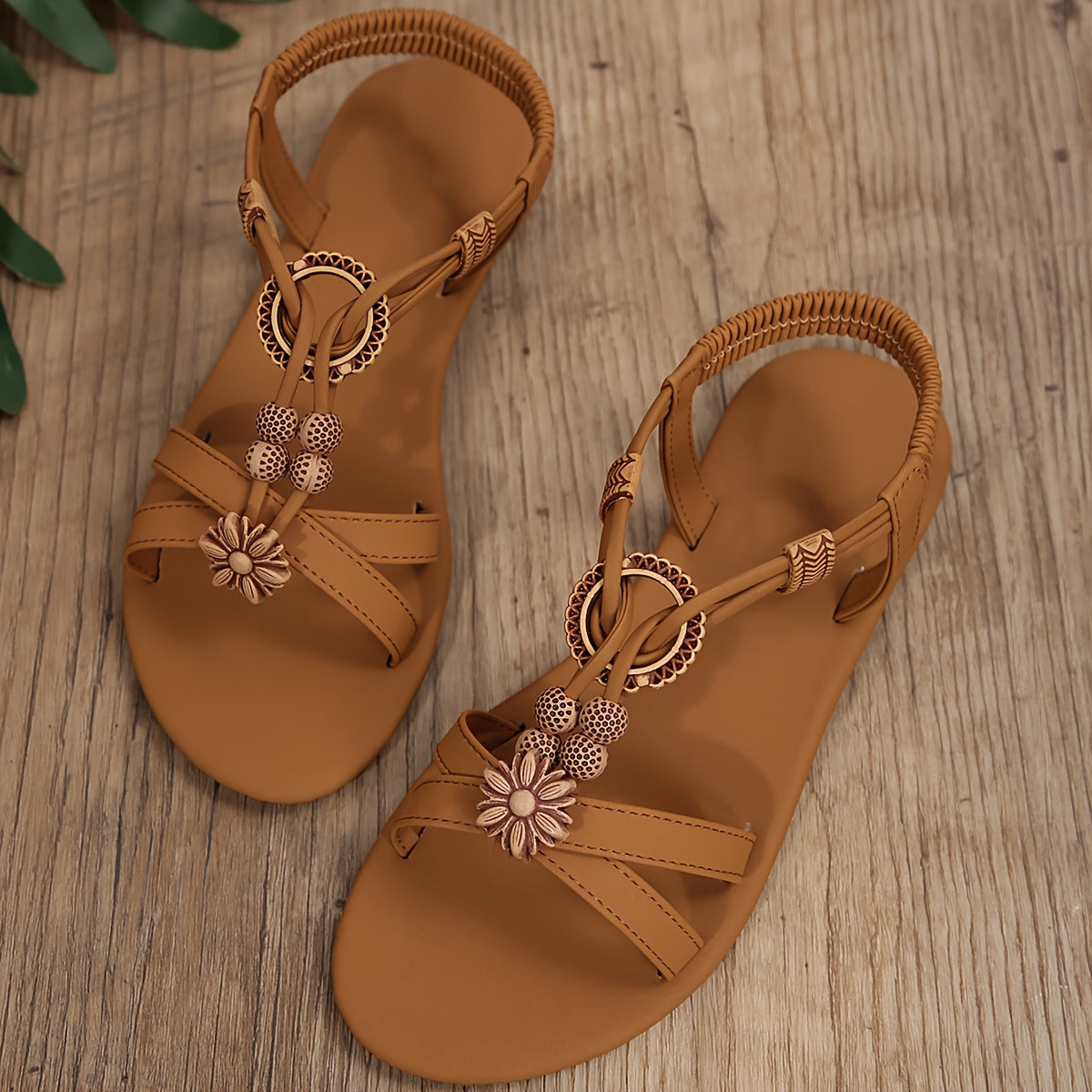 Women's Flat Sandals, Breathable Summer Sandals With Beaded Holiday Shoes, Summer Beach Shoes